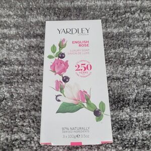 Yardley London English Rose Luxury Soap 3 Pack 100g Bars 97% Natural Ingredients